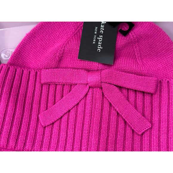 NWT Kate Spade winter hat and scarf set in hot pink! - Picture 4 of 12